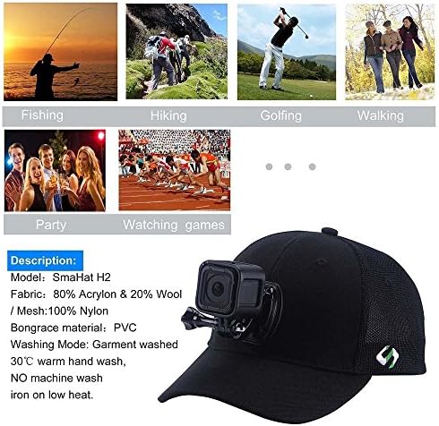 Бејзбол капа за бејзбол капа на монтирање на мрежи компатибилен со GoPro Hero 11/10/9/8/6/6/5/5 сесија/4/3+/3/2/1/DJI OSMO Акциони камери,
