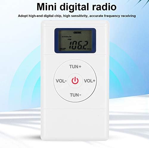 Преносни слушалки Радија, мини дигитално подесување FM радио аудио -радио плеер со ланјард и батерија за полнење на слушалки, мало џебно радио