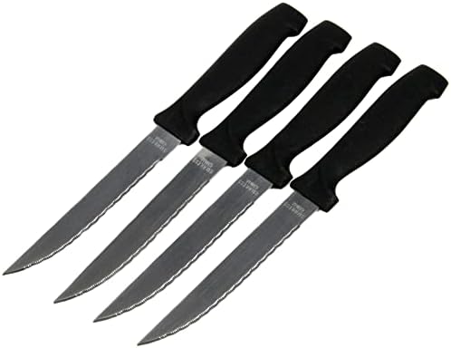 Готвач Занает Изберете Стек Нож Во собата, 4.5 инчен нож 8.25 инчи во должина 4 парче во собата, Црна