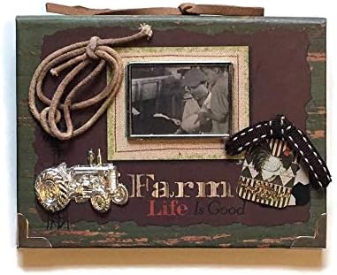 Тема на тастатурата на фармата Мини меморија албум Фарм живот е добро украсен 4 x 6 инчи фотографии кафеава, зелена, сребро