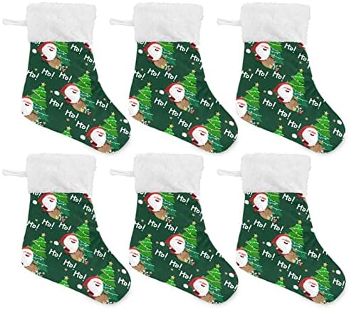 Jstel Божиќ Дедо Мраз Божиќни висечки чорапи 6 пакувања мали Божиќни празници виси чорапи за украси за украси за забави од дрво, 68