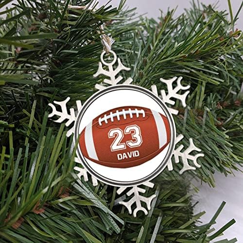 Пјутер снегулка украси Божиќна топка обичајно име број фудбалски обожавател персонализиран украс метал уникатен снегулка украс
