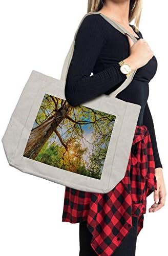 Торба за купување на шума Амбесон, живописна летна сезона над дабовите рурален агол свежина на небото панорама уметничка фотографија, еколошка