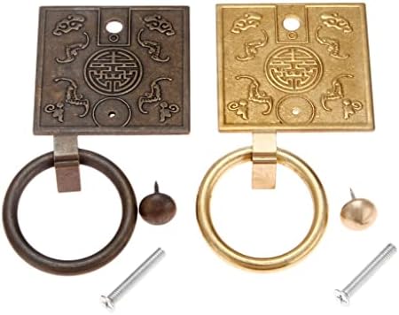 XWWDP 2PC Антички бронзен месинг кабинет рачка на вратата на вратата од кинески стил, рачка за пржена рачка на прстенот