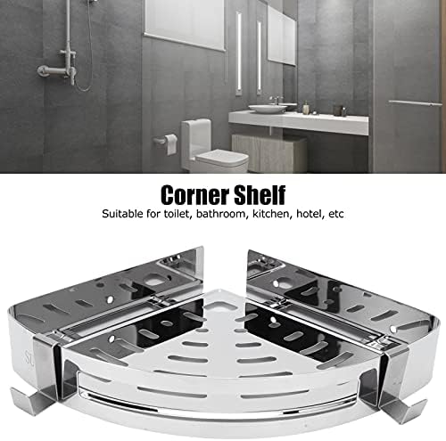 Агол полица не'рѓосувачки челик Организатор за туширање во форма на вентилатор, монтиран Триаголник за триаголник за тоалетот во кујната за