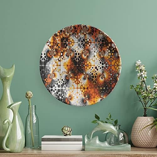 Xisunya 10 инчи Декоративна чинија, изгорена портокалова чинија за вечера, гроздобер мозаик шема изгорена цветна крива карактеристика