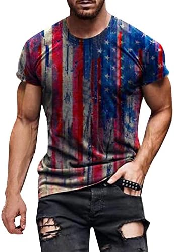 Руируилико машки патриотски кошули 4 -ти јули маица 2023 летни кратки ракави o вратот гроздобер графички маички