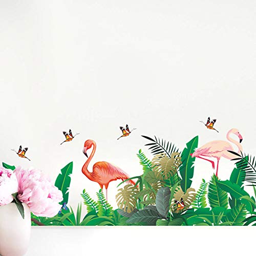 Wallpark Розова Црвена Фламинго Ѕид Налепница Тропски Зелени Растенија Остава Отстранлив Ѕид Налепница, Деца Деца Бебе Дома Соба РАСАДНИК