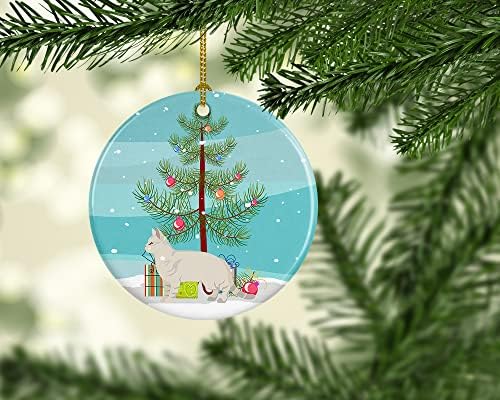 Богатства на Каролина CK4555CO1 Американски Shorthair 2 CAT MERRY CHINGHT CRINAR CERAMIC, украси за новогодишни елки, висечки