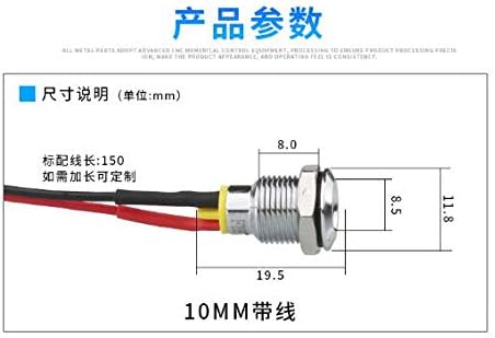 2PCS 10мм Индикатор за диспензерот на вода за вода 3 LED диоди за емитување на светлина 220V / 110V / 24V / 12V / 6V водоотпорен со жица -