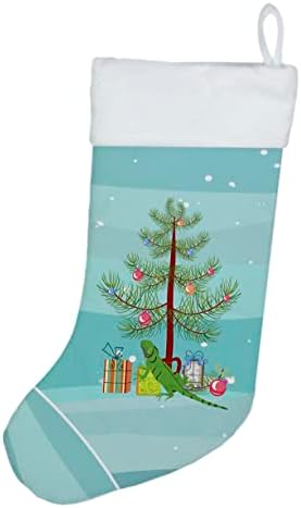 Богатства на Каролина CK4544CS Игуана Среќен Божиќ Божиќно порибување, камин што виси чорапи Божиќна сезона забава Декорации за семејни