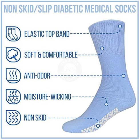 Женски Нелизгачки Медицински Необврзувачки Чорапи, Памук Со Дното На Гумениот Држач, Избрани Бои, Големина 9-11