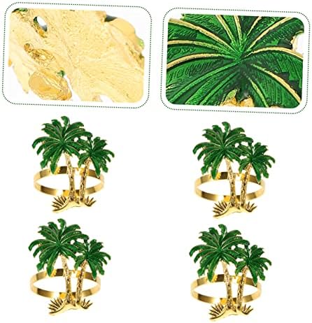 Didiseaon 4 парчиња кокосова салфетка тока зелена декор цветни украси метални метални држачи прекрасни салфетки табели за салфетки прстени за забава легура златна дел?
