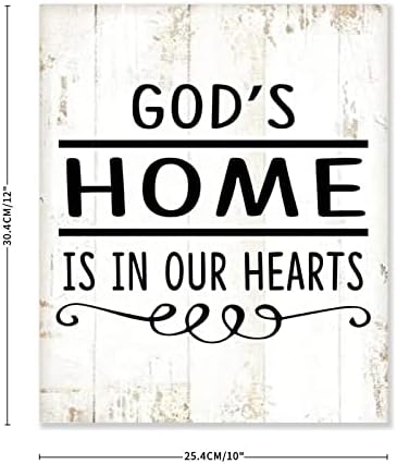 Божјиот дом е во нашите срца рустикална wallидна уметност декор Библиски стихови знаци религиозен христијанин Исус знак фарма куќа дрвена