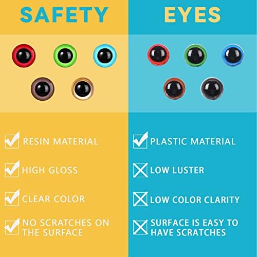 Безбедносни очи на мукуннија 160 парчиња 16мм безбедносни очи за амигуруми со мијалници безбедносни очи за капчиња пластични обоени капчиња