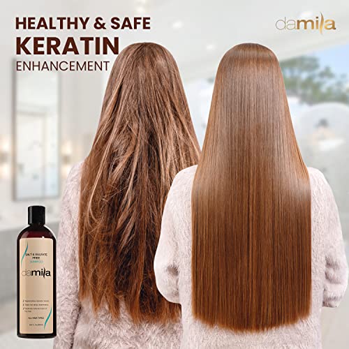 Демила сол и сулфат бесплатен шампон за кератин и коса третирана со боја - совршена за оштетена, фризура, кадрава или сува коса
