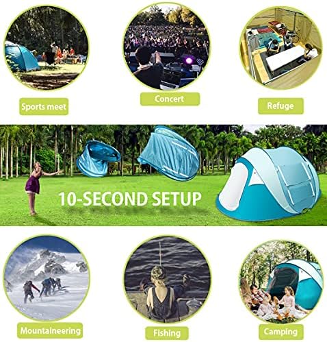 SunnyChic Double Layer 4 Leasy Pop Up Camping Thand for Priend & Family Travel, автоматско брзо поставување/водоотпорни/2 врати
