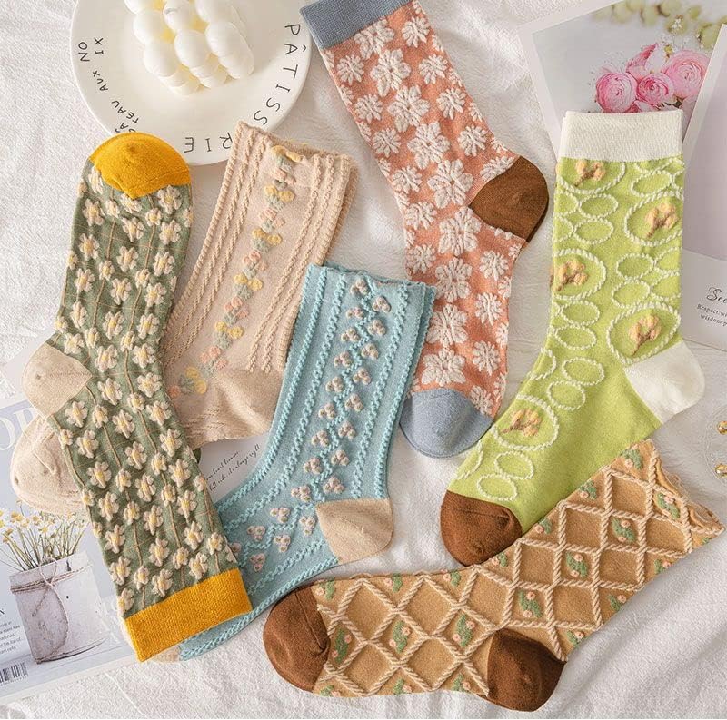 Илилични 5/6/10 па парови Обични памучни чорапи Шарени цветни екипи чорапи за жени девојчиња глуждот чорапи повеќепак