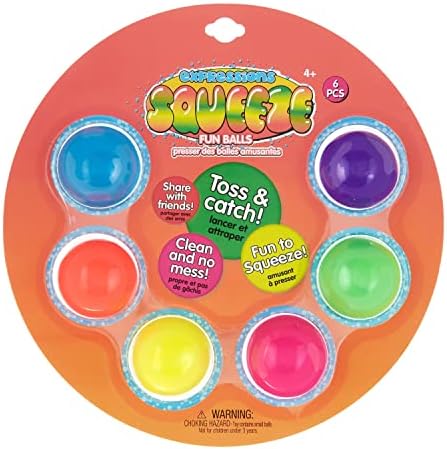 Изрази 6pc Пакет со вредност - стискајте забавни топки во 6 светли бои - фигури играчки стрес топки за возрасни и деца - топки за олеснување