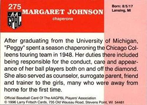 1996 AAGPBL Серија 2 Бејзбол 275 Маргарет nsонсон Чикаго колеџ РЦ дебитант Официјален се-американски девојки Професионална картичка за