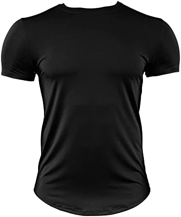 Maiyifu-GJ машки мускулен памук перформанси, моден тренинг, хипстер кошула влага, активен краток ракав