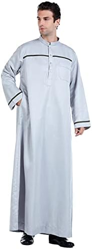 Bmisegm летни опремени кошули за фустани за мажи машка обична муслиманска арапска средна цврста боја јака со долги ракави кошули