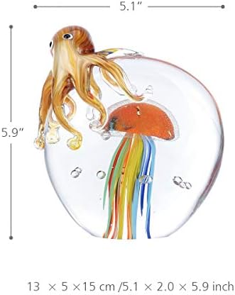 WSSBK боја октопод и медуза скулптура рачно изработен стаклен украс животински фигура за домашни украси подароци домашни додатоци