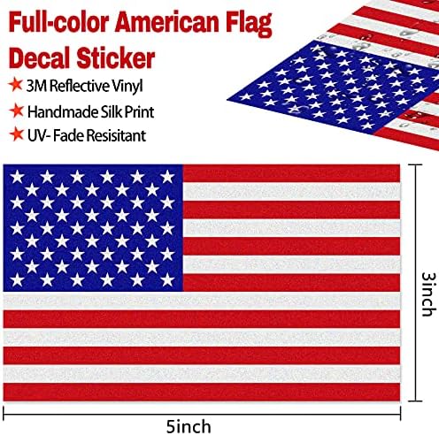 Рефлексивни налепници на американско знаме со целосна боја 2 пара пакет 3 x 5 тактичко воено знаме Обратно САД Деклас за SUV, тврда
