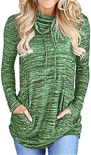 Женски џемпер на женски џемпери со долги ракави со долги ракави за влечење на пулвер, обични џемпери на врвови со џебови со џебови