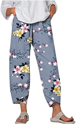 Жени хипи панталони летни модни модни бохо цветни каприци широки панталони за нозе плус големина лабава обична должина џемпери