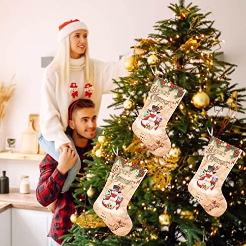 Персонализирани божиќни чорапи, вклучувајќи ги и Детските снежни деца со Дедо Мраз со техники за вез за семејни празнични Божиќни забави, торба
