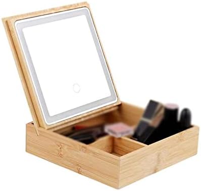 BKDFD квадратна преклопна шминка со кутија за складирање на ламба се-во-десктоп десктоп облекување флип-капакот