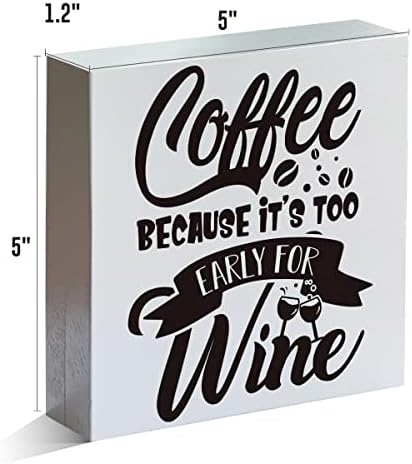 Хумор на фармата кафе затоа што е премногу рано дрвена кутија знаци кафе, цитат дрво блок таблети знак Декоративен биро за знаци