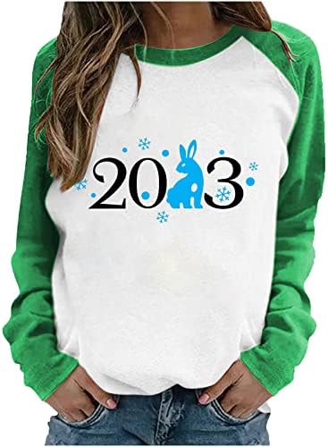 2023 капка рамо пуловер врвот за жени мода во боја на блуза екипаж на екипаж со долги ракави кошули графички џемпери