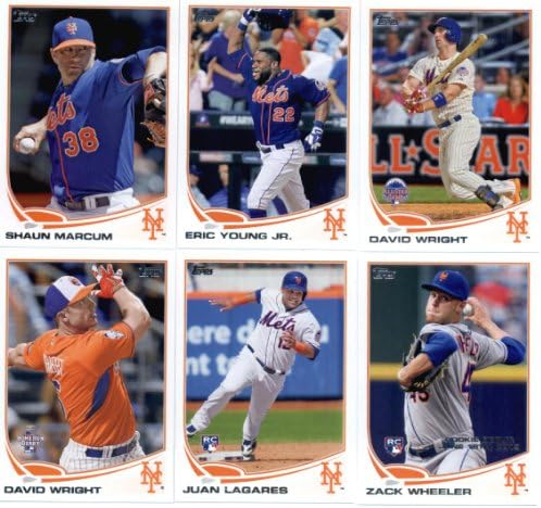Серија за ажурирање на бејзбол картички Топпс 2013 година - Teamујорк Метс тим MLB Trading Set - 9 картички: US1 Мет Харви како US49 Marlon