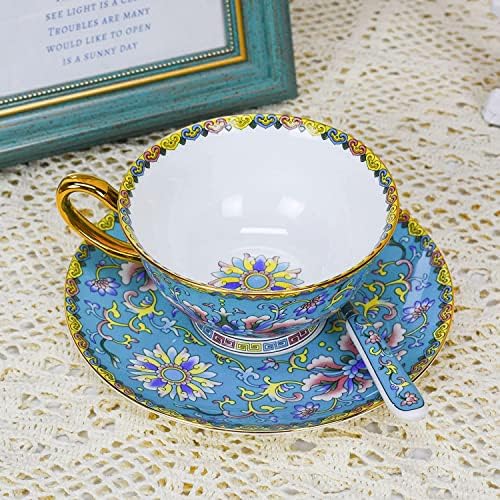 Чаша чај со чај од AcmLife и чинија поставена 6,8 мл Гроздобер чај чаша чаша сет со чинија чаши чај и чинии за чинија, поставени за чајни