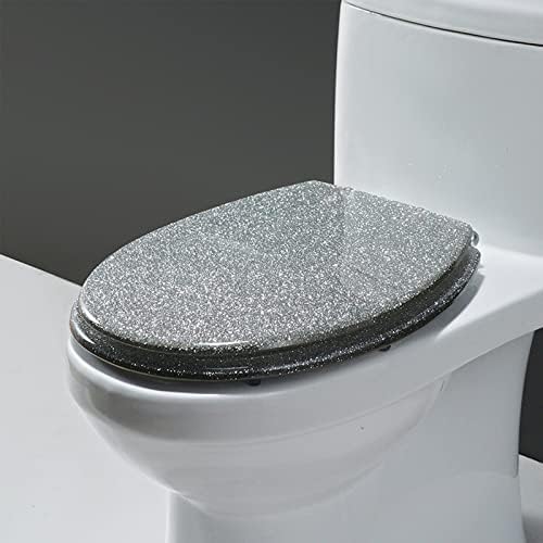 QQXX издолжено седиште за тоалети, седиште за тоалети од смола со покривка, меко блиско тоалетно седиште со стабилна шарка за тоалети од типот