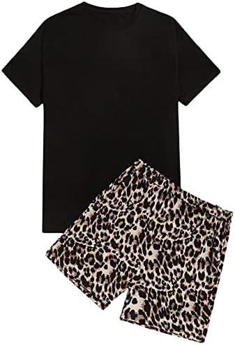 Ојоангл машки 2 парчиња облеки Обични летни кратки ракави со блуза и шорцеви поставуваат црна боја
