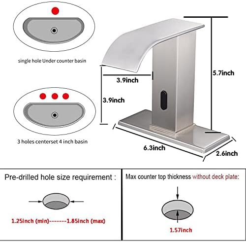 GgStudy Автоматски сензор за четкан никел допир за мијалник за мијалник за бања со плоча за капакот на дупката суета тапаци без водопади водопада вода чешма со контрол