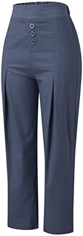 Женски обични панталони и врвови женски памучни модни копчиња за панталони облеки за жени за жени кои се обични панталони