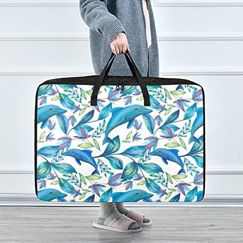 Н/ А Торба За Складирање Со Голем Капацитет-Тропски Цвеќиња Делфини Јорган Облека Организатор Декорација Плакар Патент Подвижна Торба