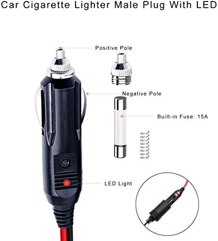 Поттикнувајќи 12V замена Цигари Полесен машки приклучок со олово - 24V адаптер за напојување на автомобили Автоматски додатоци со LED