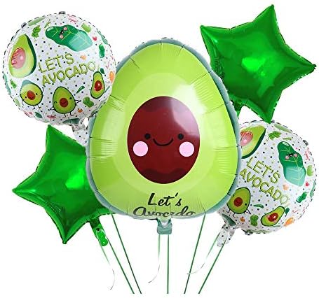 6 парчиња балони со овошје од овошје фолија Хавајски балони со балони со авокадо хелиум балони за авокадо тематска забава роденденски