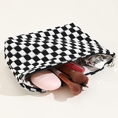 Дсдфидн Црна Мрежа Печати Голема Козметичка Торба За Жени Девојки Организација Патување Тоалетна Торба Плетена Торба За Шминка Чанта За Мажи