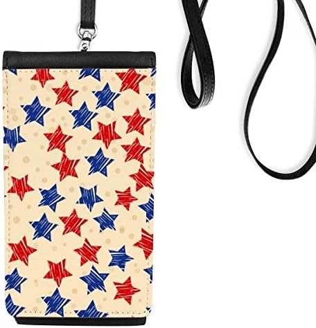 Црвено сино пентаграм Америка Елементи на земјата Телефонски паричник чанта што виси мобилна торбичка црн џеб