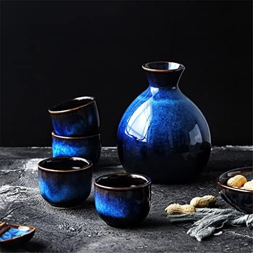 Trexd Јапонски раб постави сина мини керамичка колба декорација мебел додатоци за колко колба домаќинство 1 садот 4 чаши сет