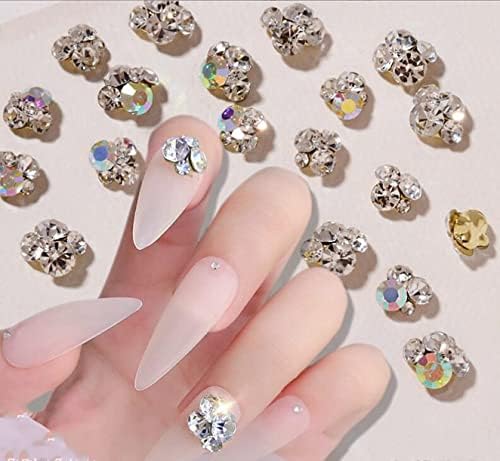 Декори за кристални нокти на Welliestr 40PCS Diamond Crystal Nail Rhinestone, украси за уметност, сјај DIY 3D Nails Harms,