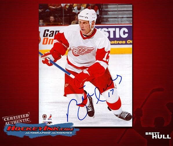 Брет Хал потпиша Детроит Црвени крилја 8 x 10 Фото -70097 - Автограмирани фотографии од НХЛ