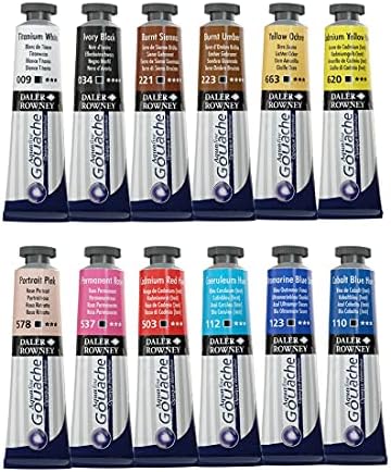 Далер Роуни Аквафин Гуаче боја Воведен сет од 12 бои x 15ml цевки, идеално за почетници уметници, боја базирана на вода за платно и хартија,