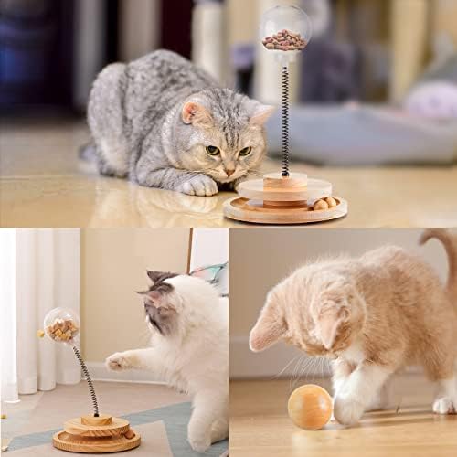 Maddemcute мачки играчки за мачки во затворен простор, патека за топка со мачки со интерактивни играчки за фидер за мачки, топка за